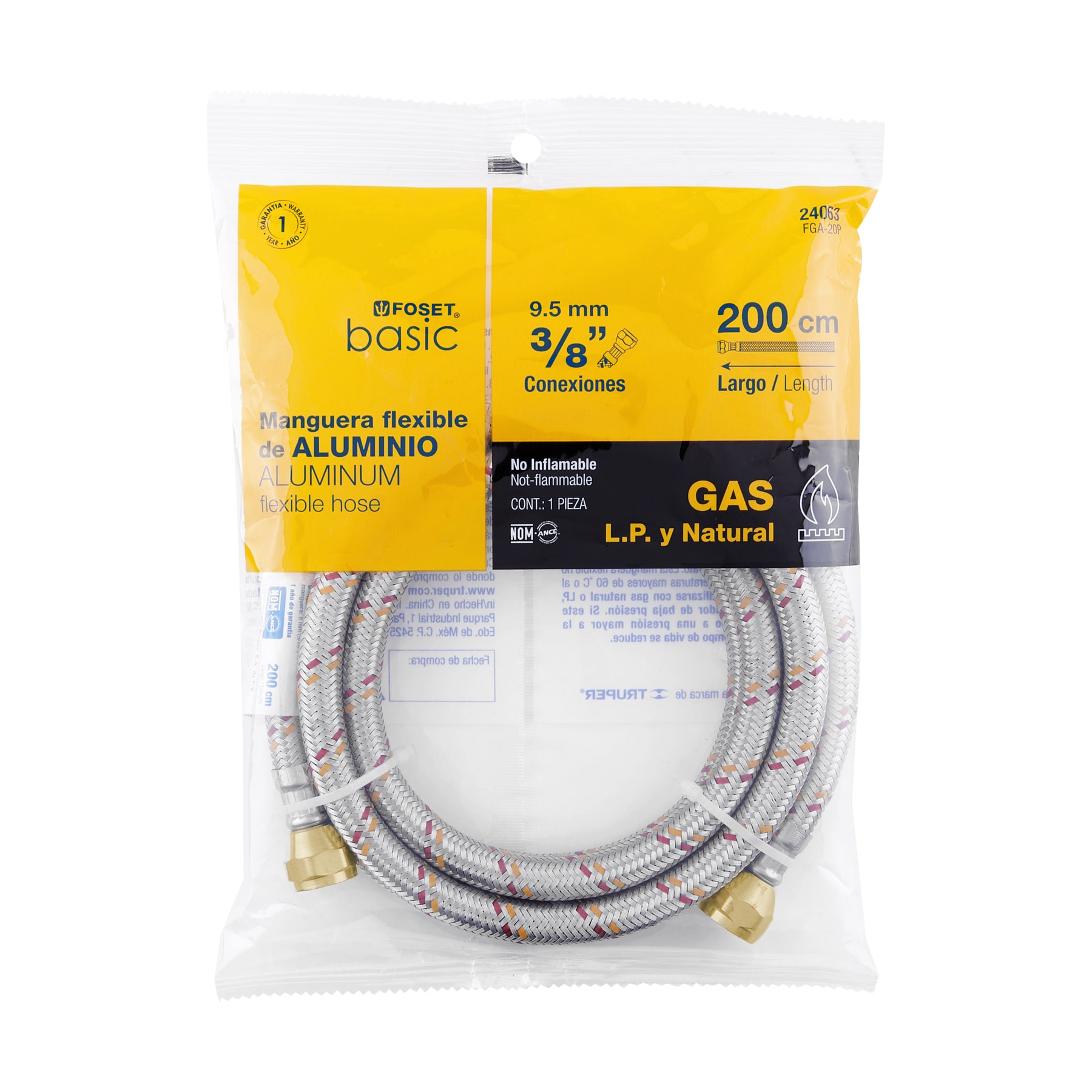 Manguera para Gas, Aluminio, 3/8" Flare, 200 Cm, Foset Basic - Image 6