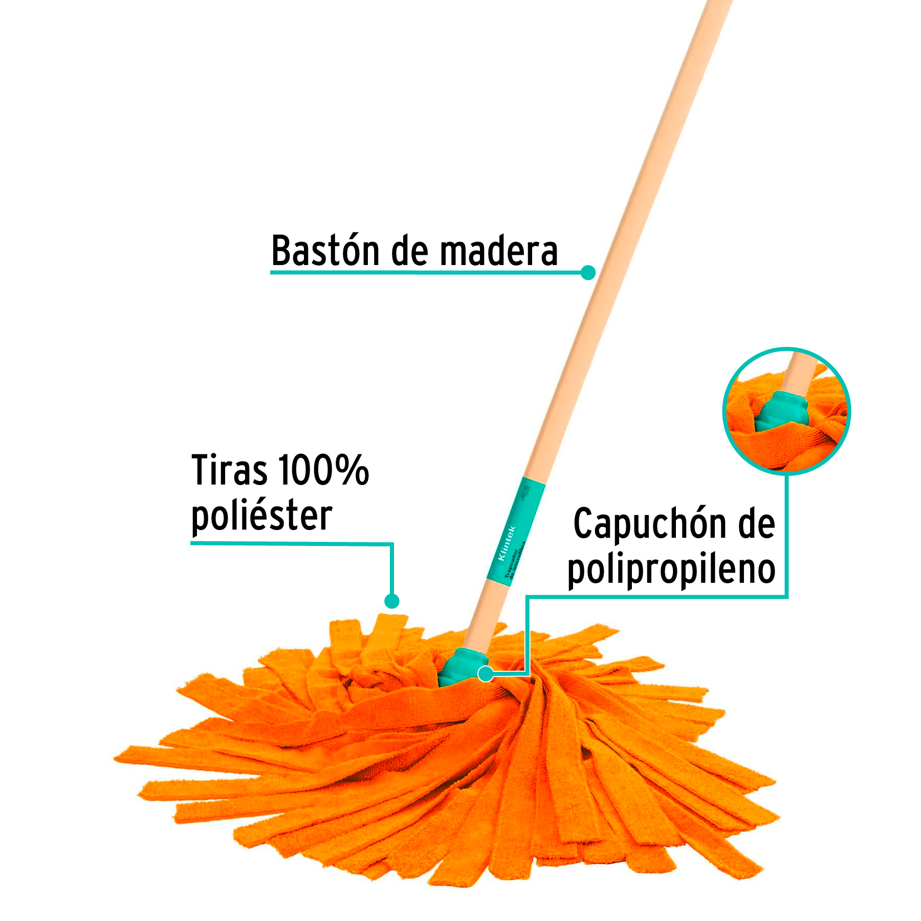 Trapeador de Microfibra Tipo Toalla, Bastn 120 Cm, Klintek - Image 4