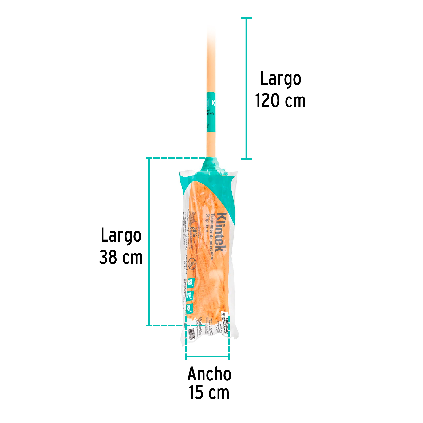 Trapeador de Microfibra Tipo Toalla, Bastn 120 Cm, Klintek - Image 5