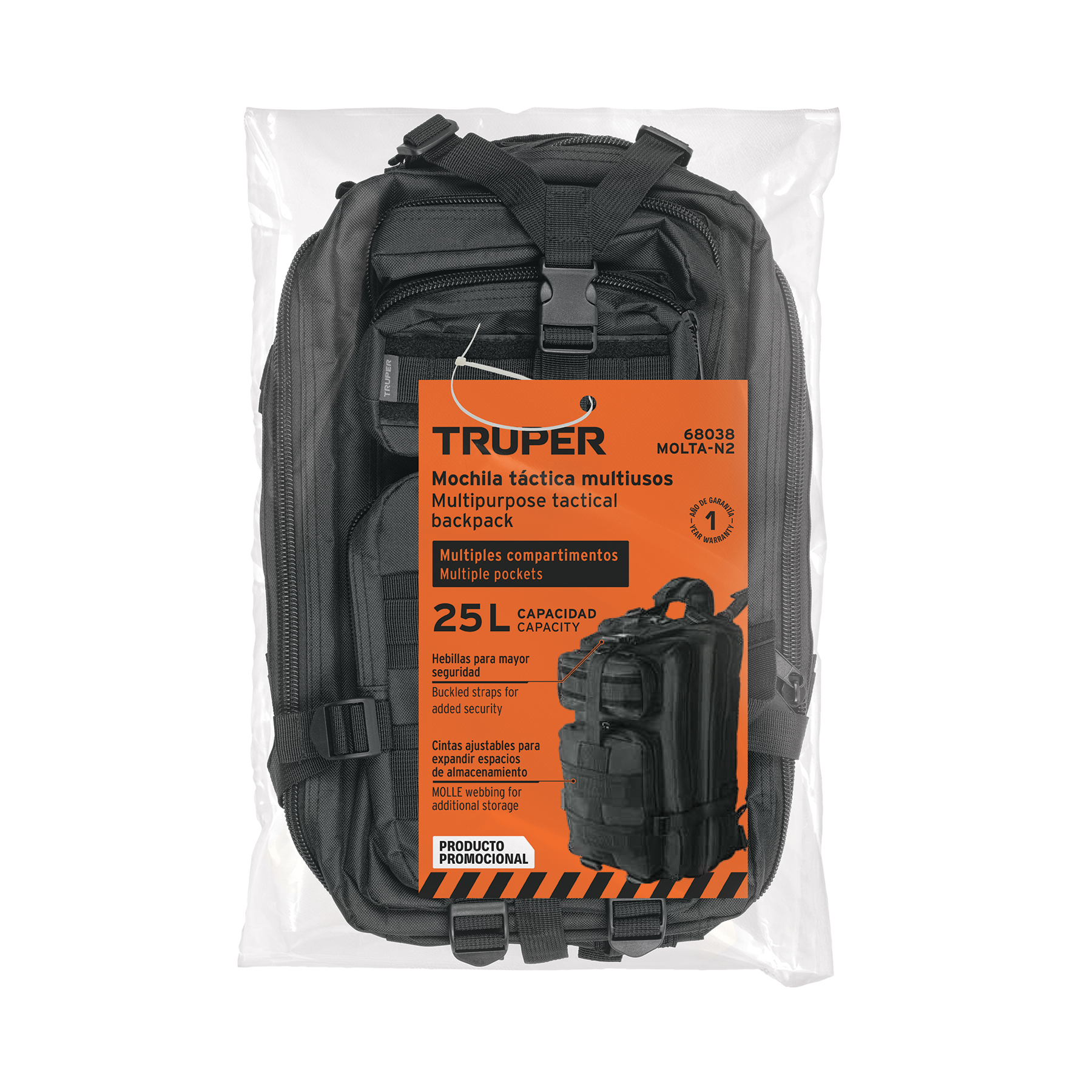Mochila Táctica Negra, Truper - Image 4