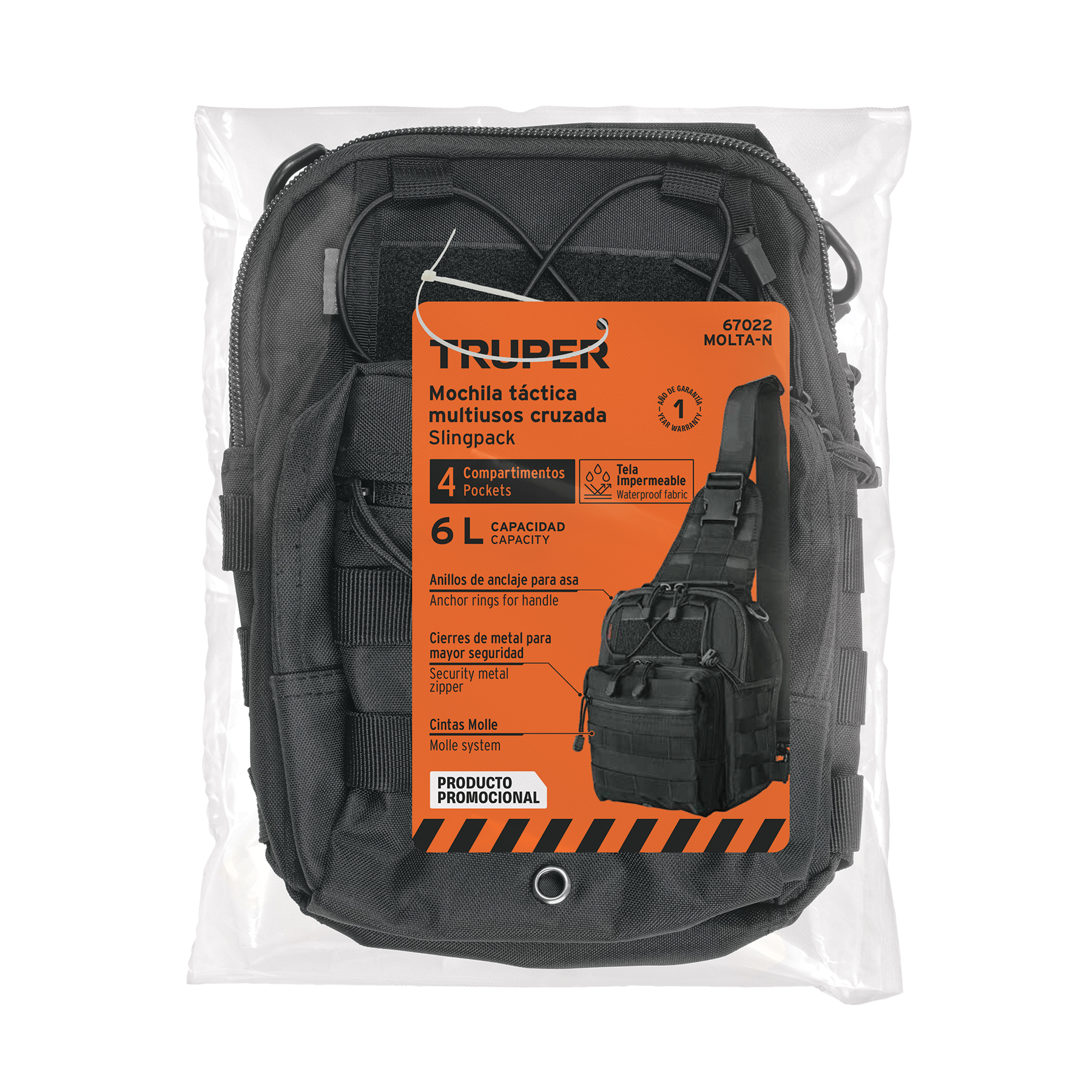 Mochila Táctica Multiusos Negra, Truper - Image 5