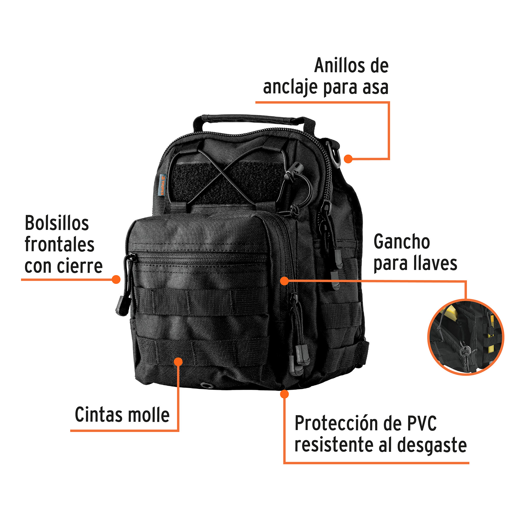 Mochila Táctica Multiusos Negra, Truper - Image 6