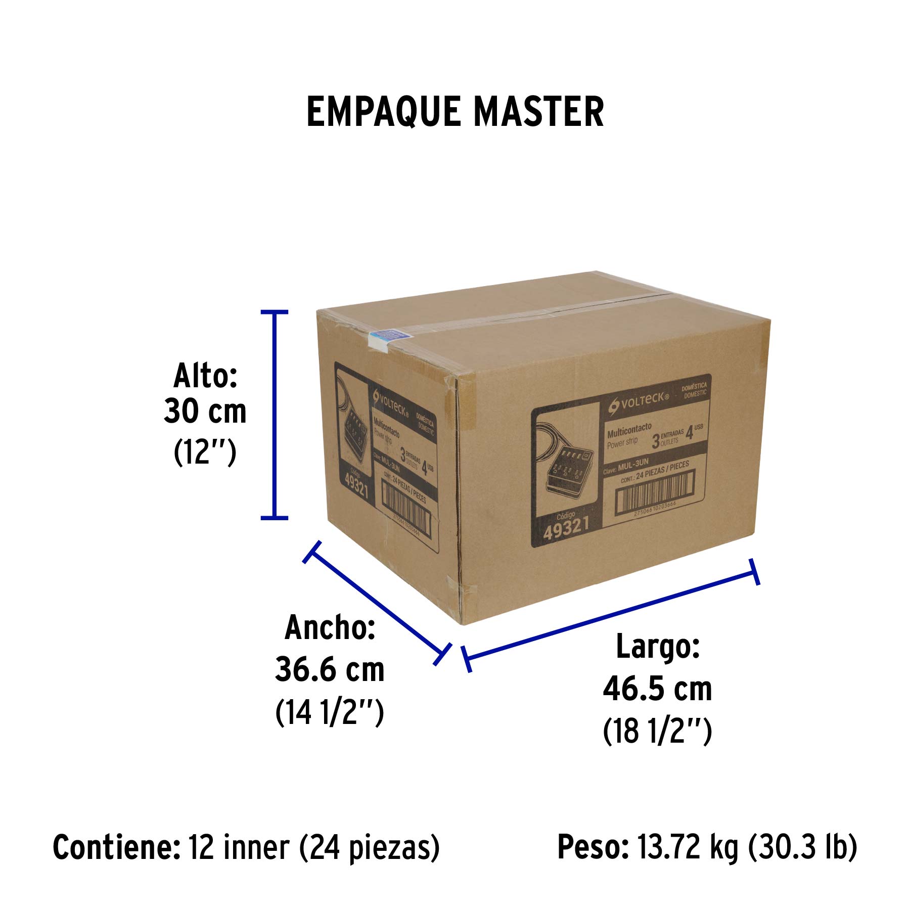 Multicontacto 16 Awg Domstico, 3 Entradas 4 Ptos Usb, Negro - Image 4