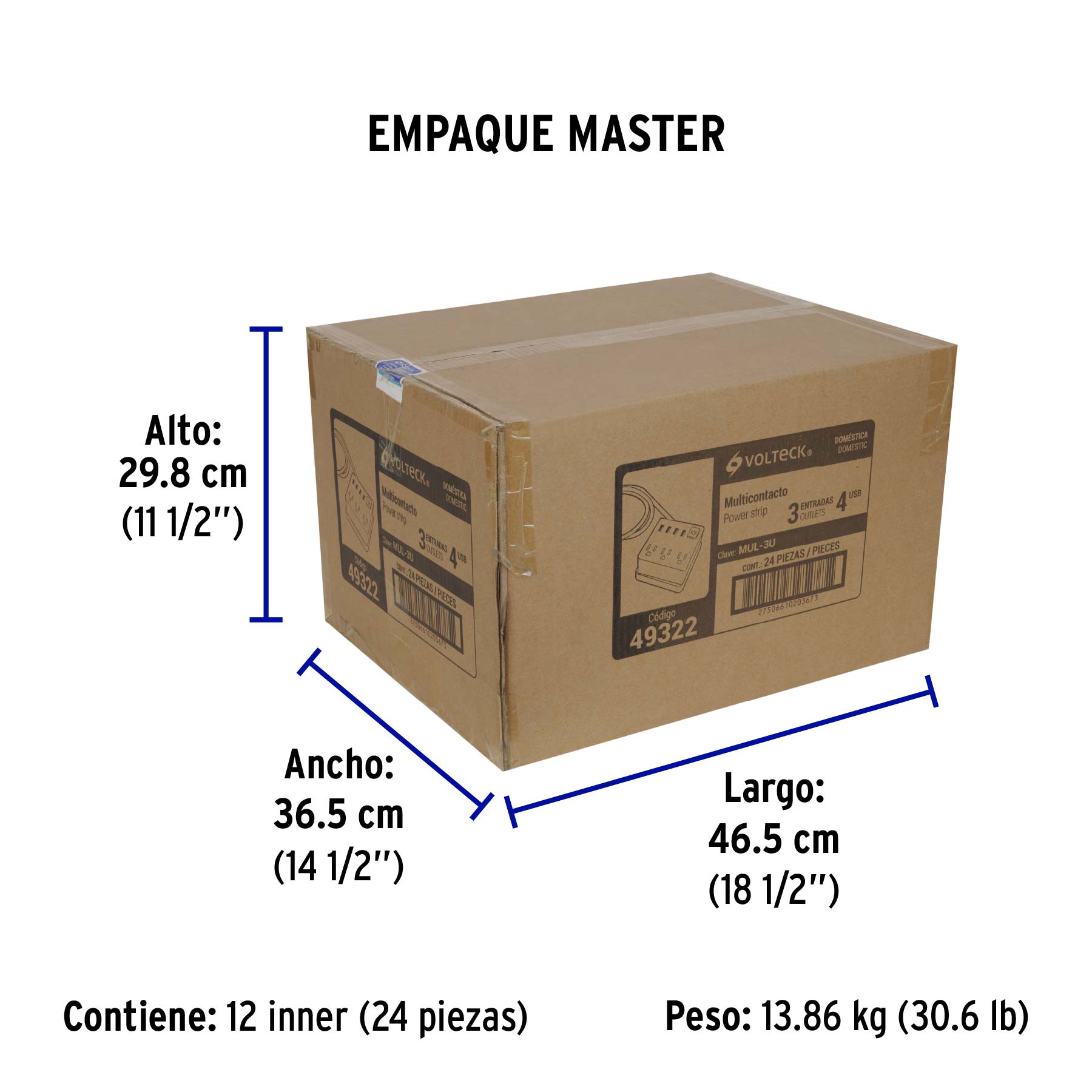 Multicontacto 16 Awg Domstico 3 Entradas 4 Ptos Usb, Blanco - Image 4