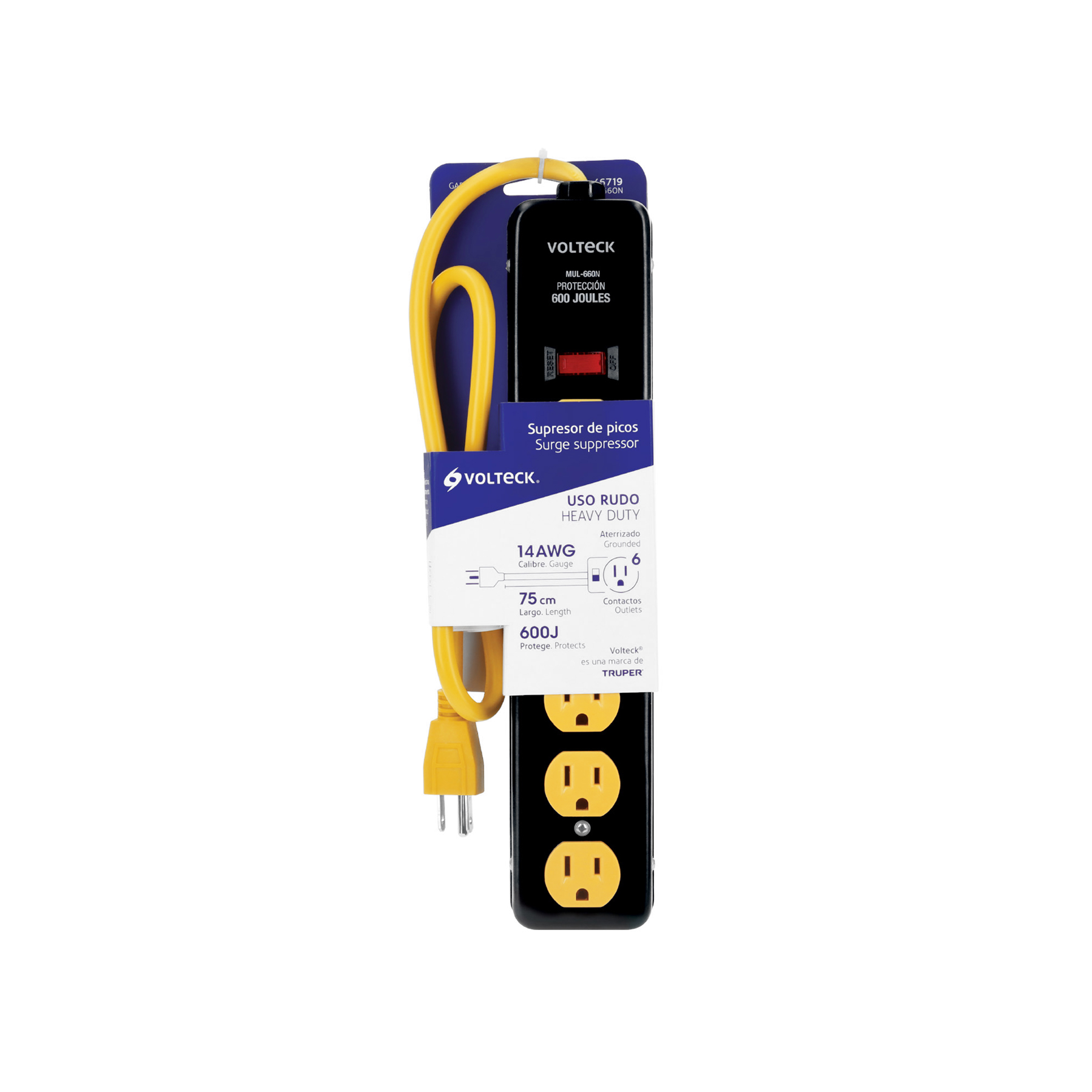 Multicontacto 14 Awg, 6 Entradas Sup. de Picos 600 J, Negro - Image 6