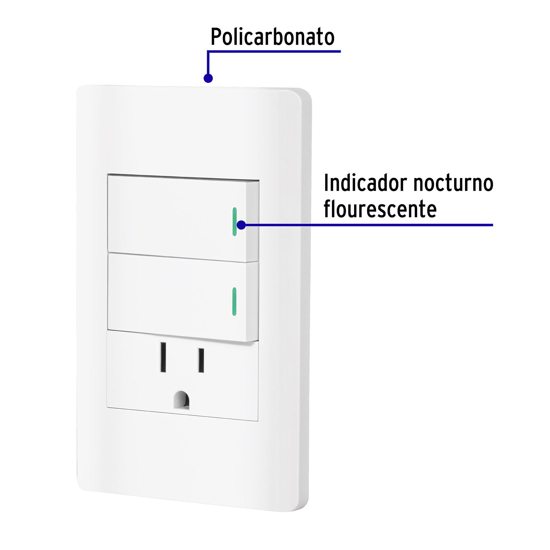 Placa Armada Blanca 2 Interruptores y Contacto 1 Md, Lisboa - Image 6