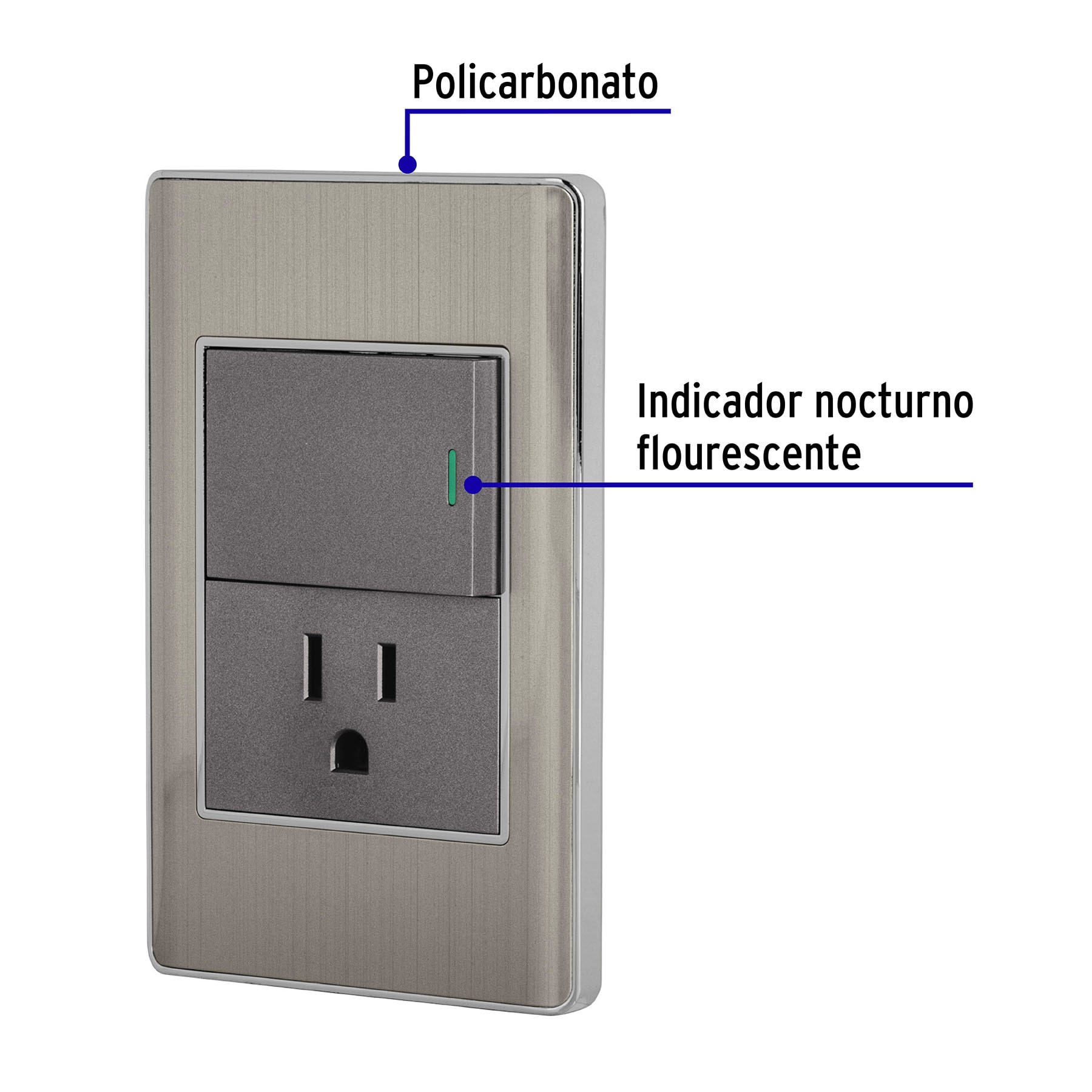 Placa Armada Acero Interruptor y Contacto 1.5 Md, Lisboa - Image 6