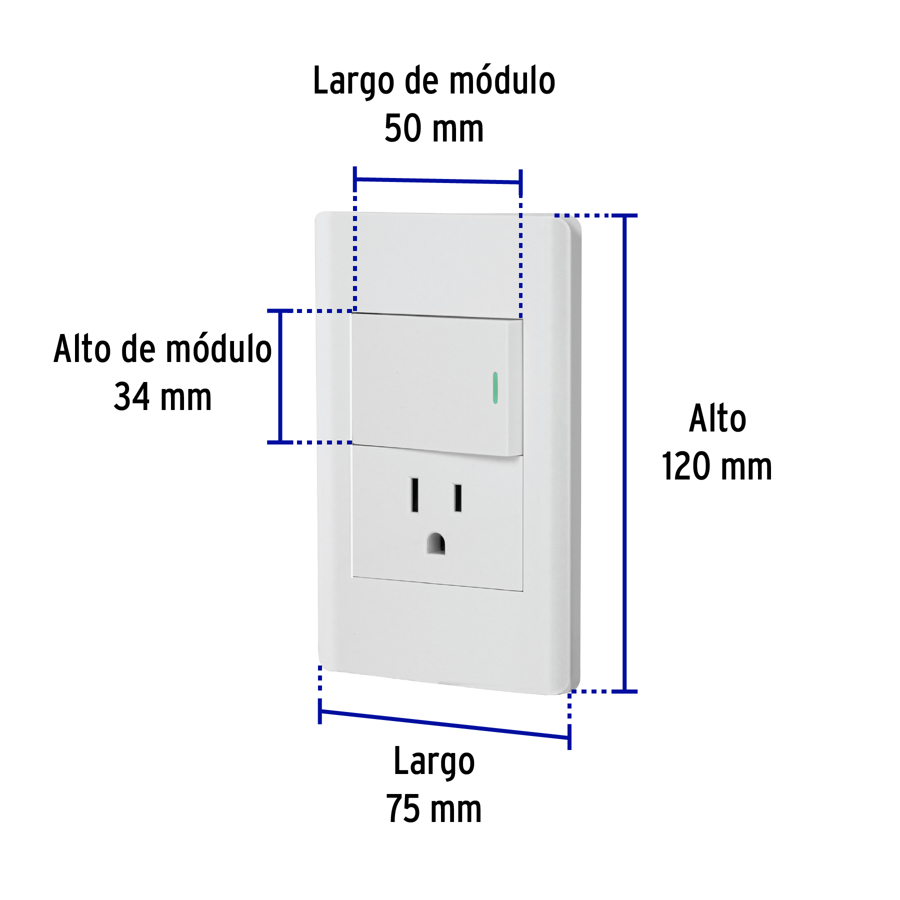 Placa Armada Blanca Interruptor y Contacto 1.5 Md, Lisboa - Image 7