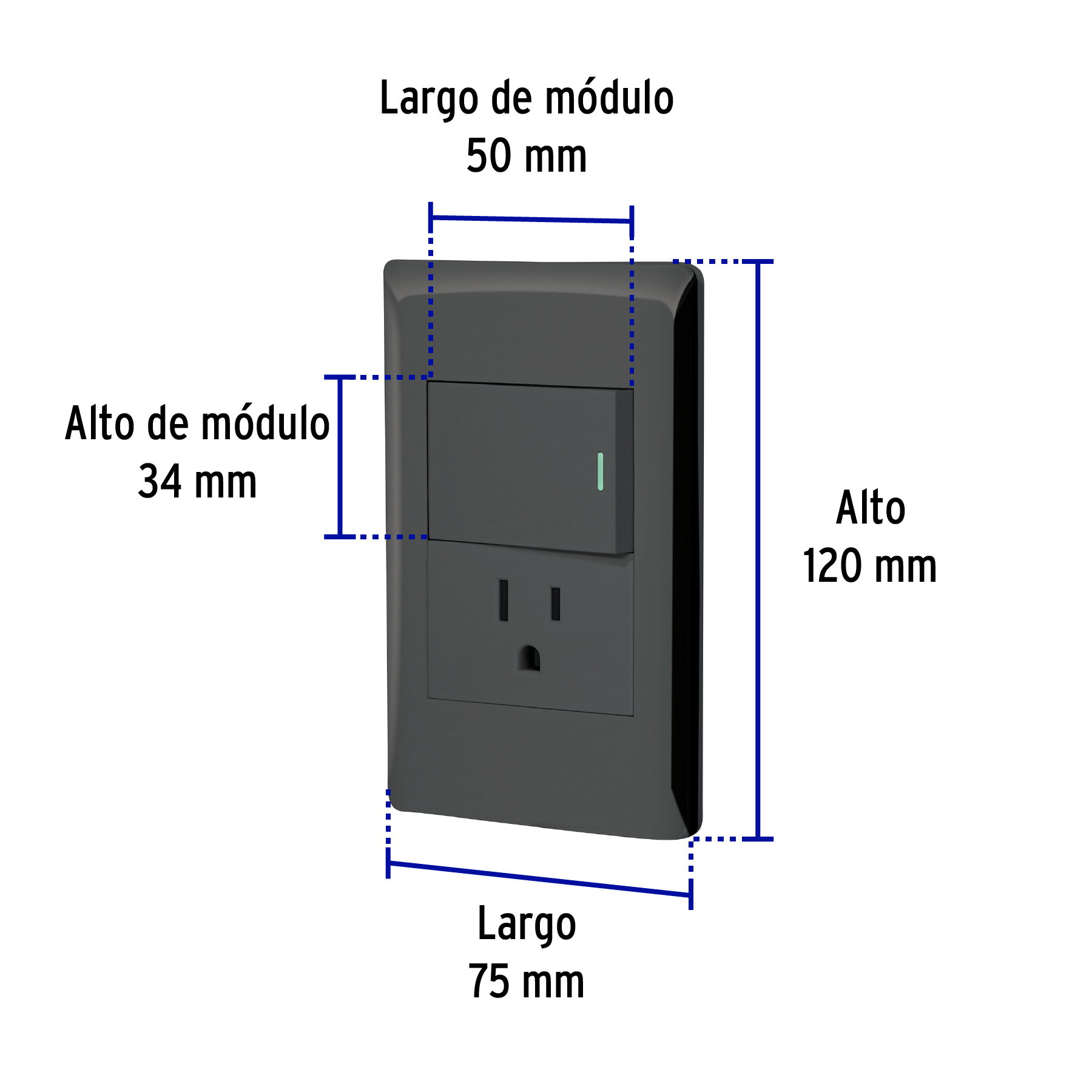 Placa Armada Negra Interruptor y Contacto 1.5 Md, Lisboa - Image 10