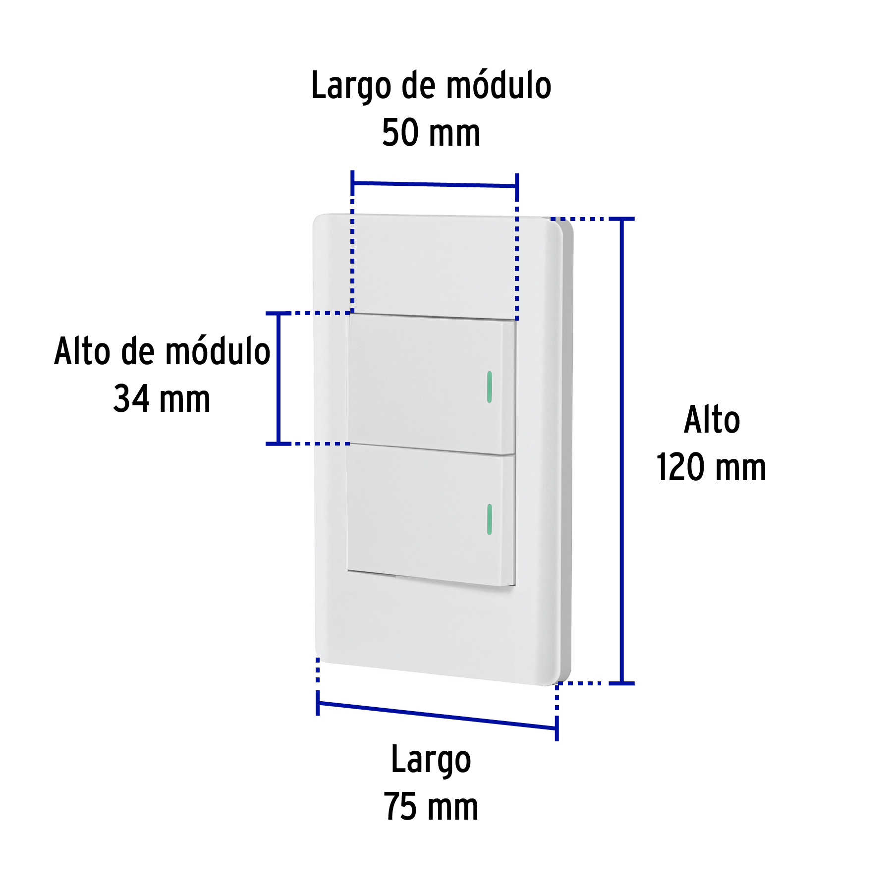 Placa Armada Blanca 2 Interruptores 1.5 Mdulos, Lisboa - Image 7