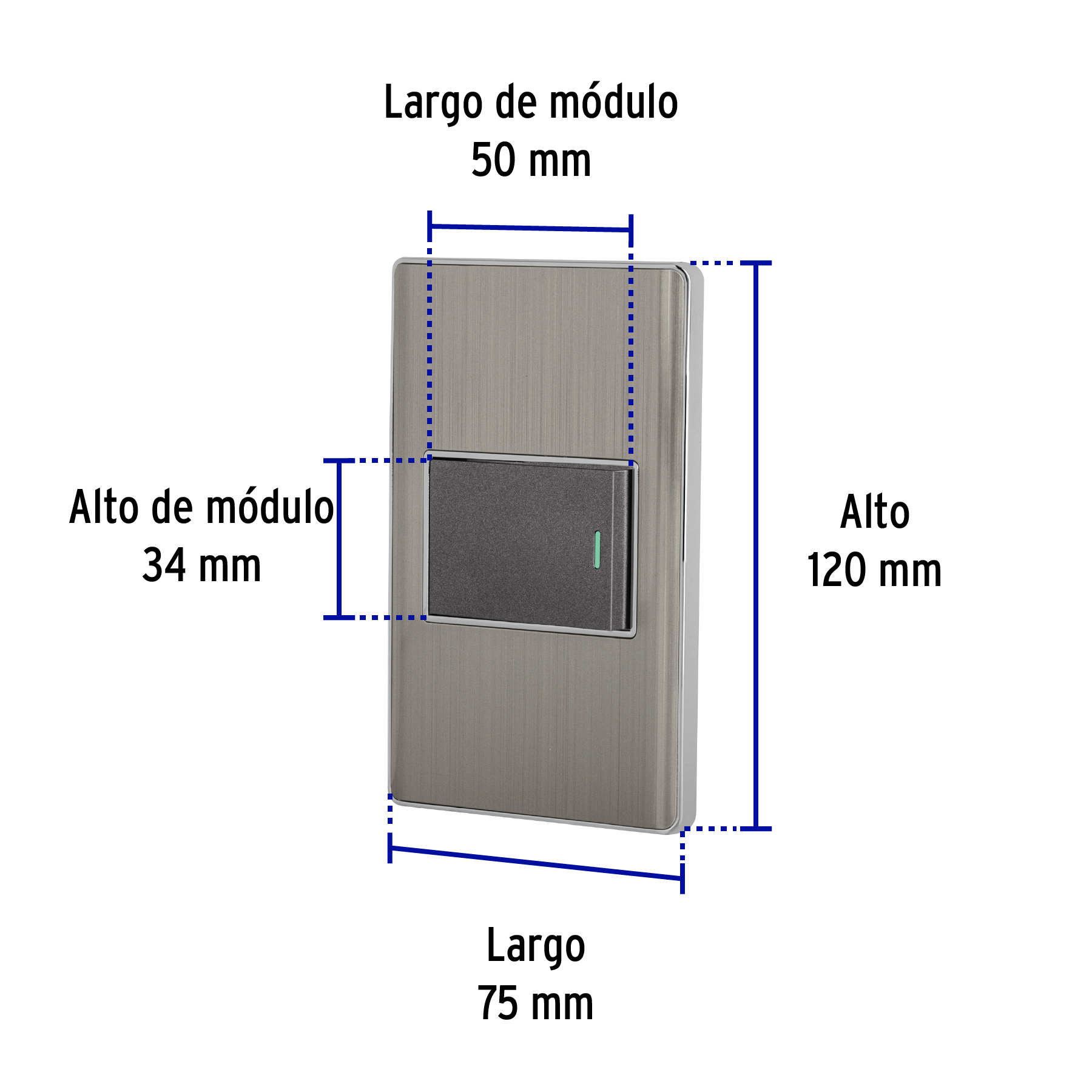 Placa Armada Acero Inox 1 Interruptor 1.5 Mdulos, Lisboa - Image 7