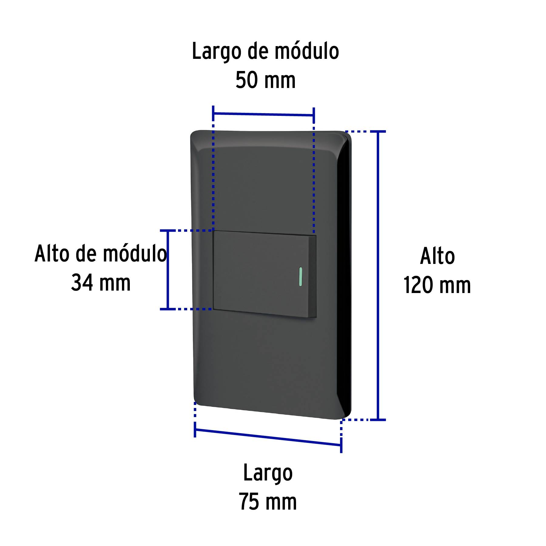 Placa Armada Negra 1 Interruptor 1.5 Mdulos, Lisboa - Image 7