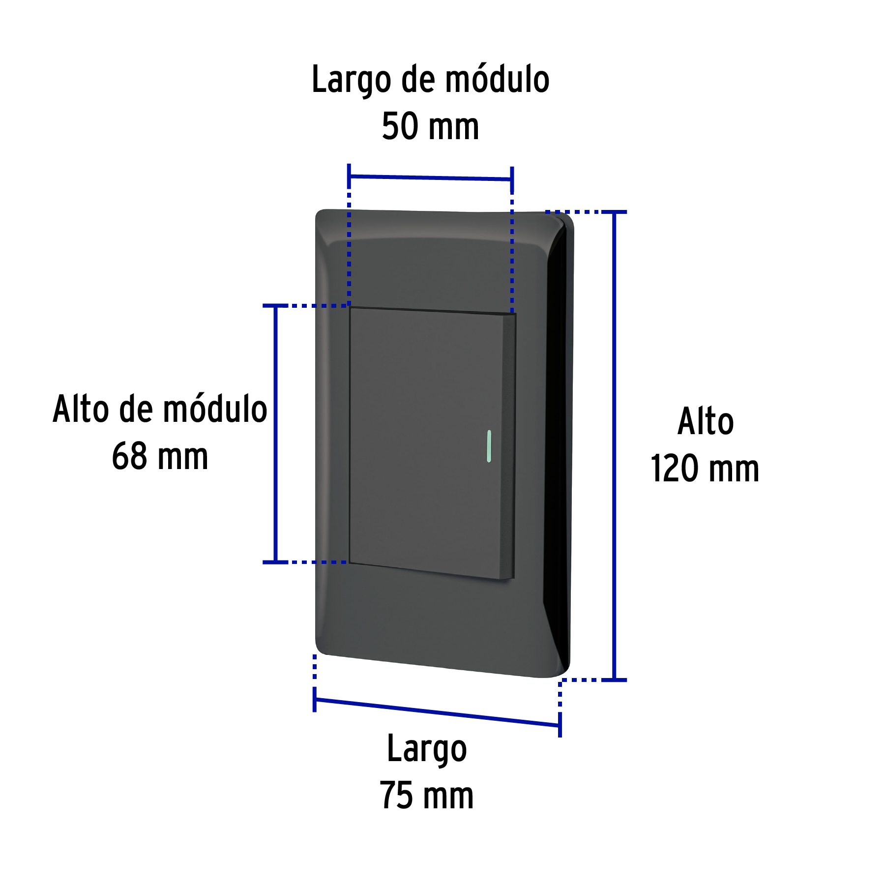 Placa Armada Negra 1 Interruptor 3 Mdulos, Lisboa, Volteck - Image 7