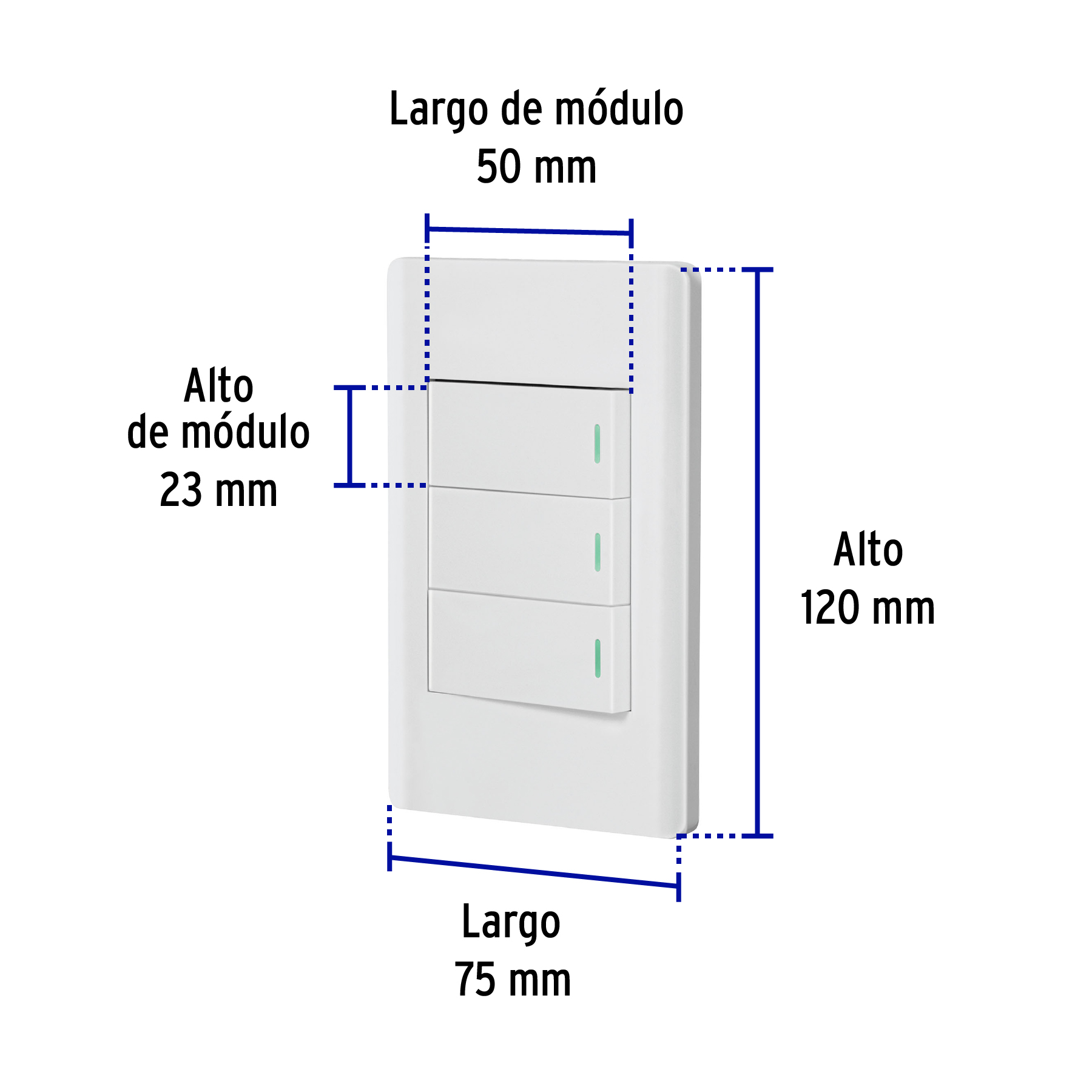 Placa Armada Blanca 3 Interruptores 1 Mdulo, Lisboa - Image 7