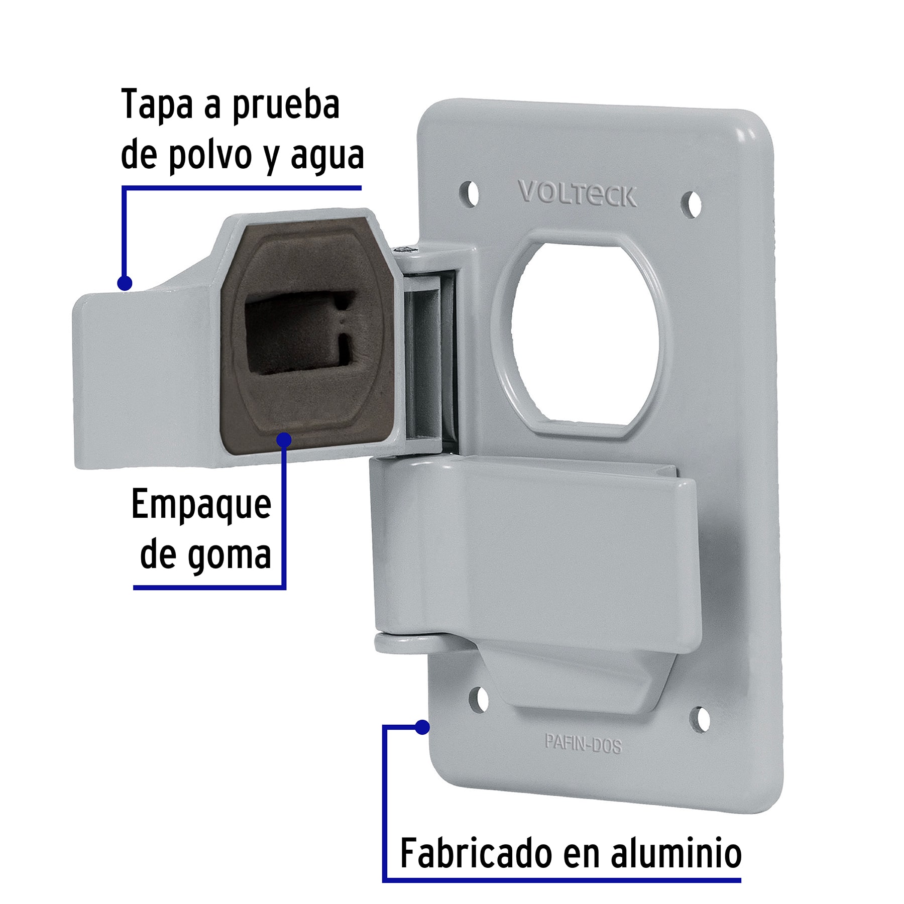 Placa Tipo Fs, con Cubierta, Doble, Sobreponer, Volteck - Image 3