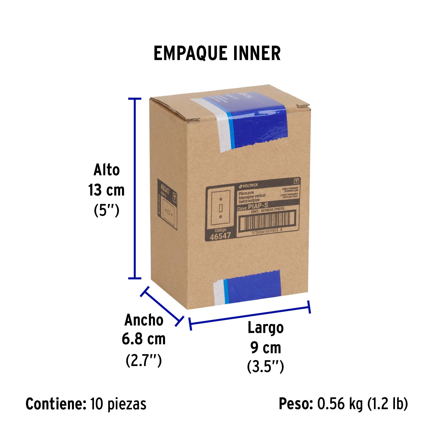 Placa de Acero Inox. para Interruptor Vertical, Standard - Image 2