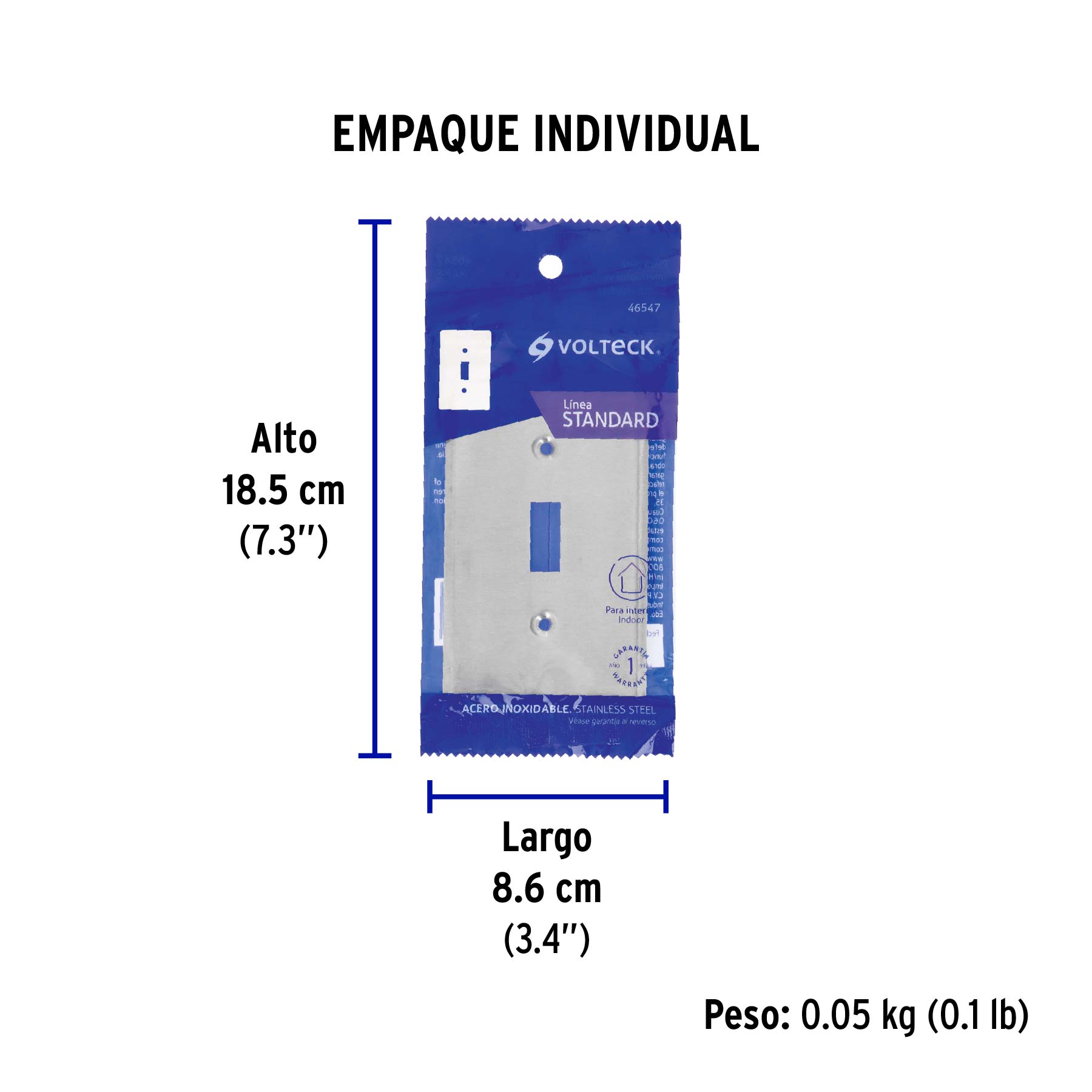 Placa de Acero Inox. para Interruptor Vertical, Standard - Image 3