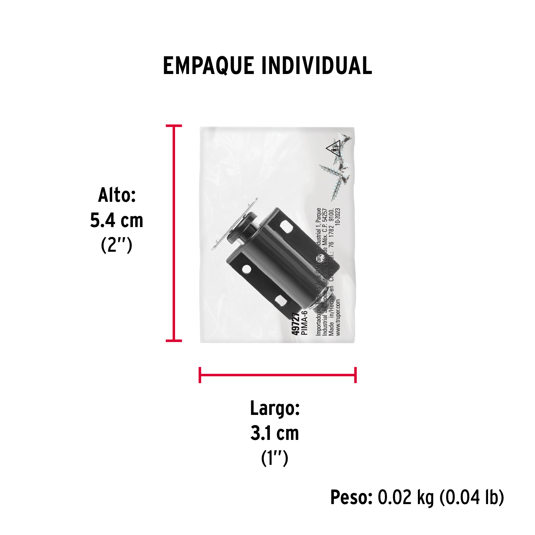 Piston Magntico para Puerta Cajon, Negro. Hermex - Image 4