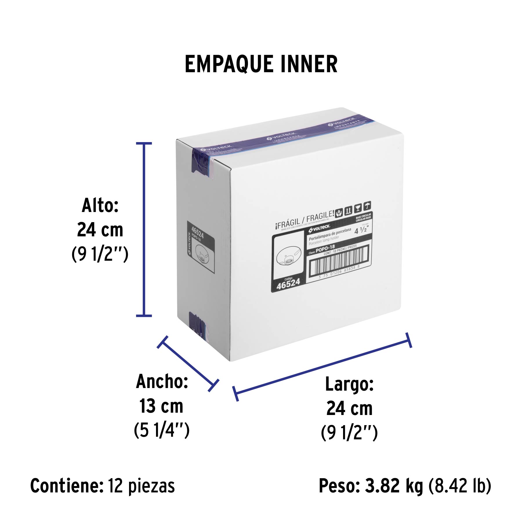 Portalmpara de Porcelana, 4-1/2", Redonda, Volteck - Image 2