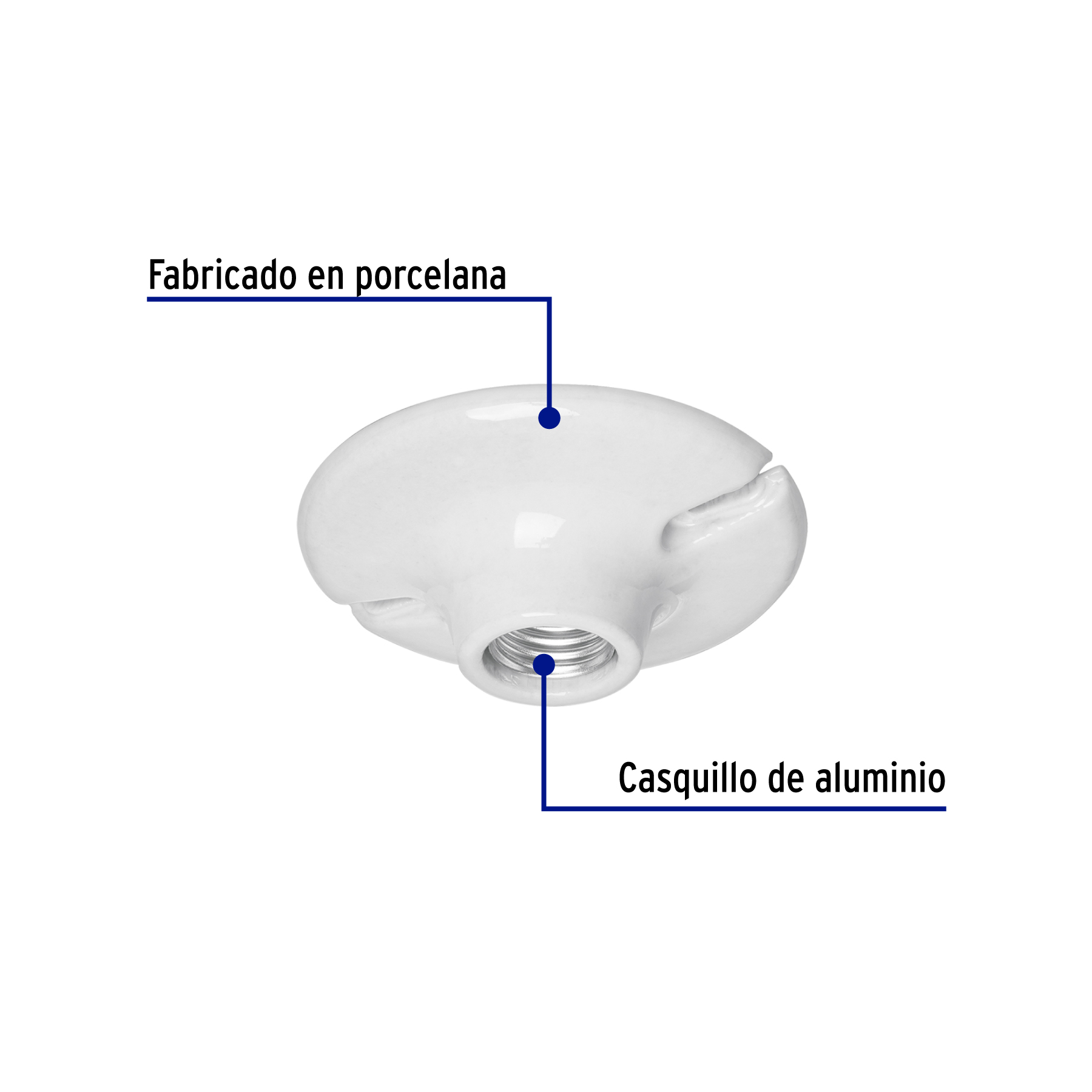 Portalmpara de Porcelana, 4-1/2", Redonda, Volteck - Image 6