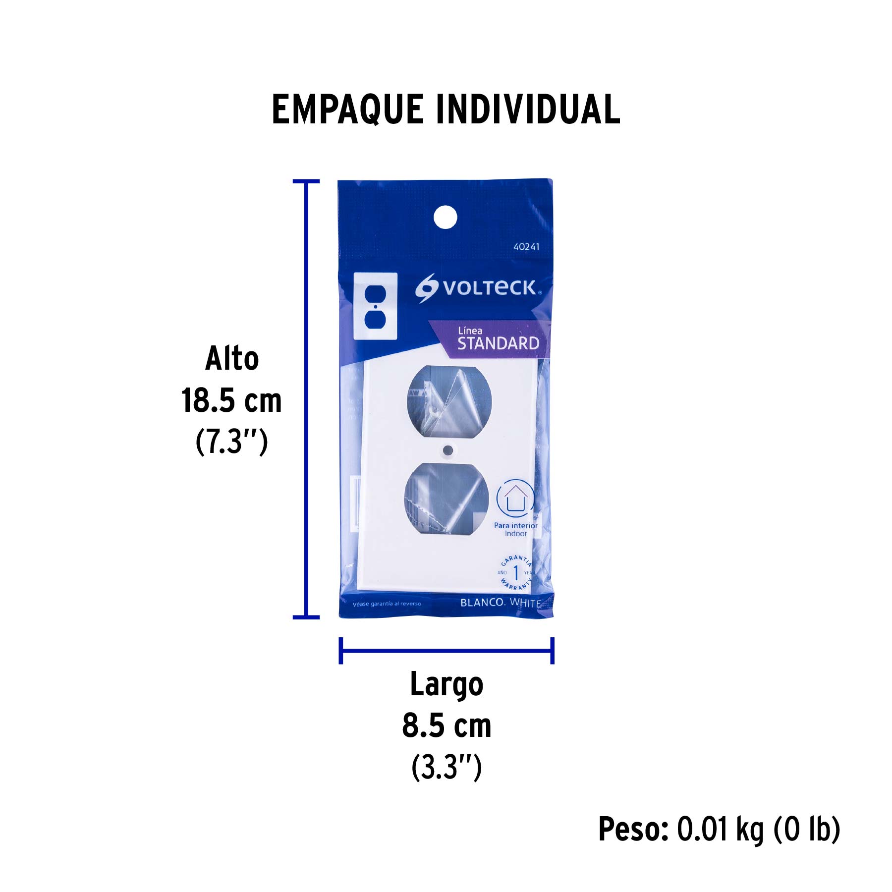 Placa de Abs Duplex, Standard, Blanco Volteck - Image 3