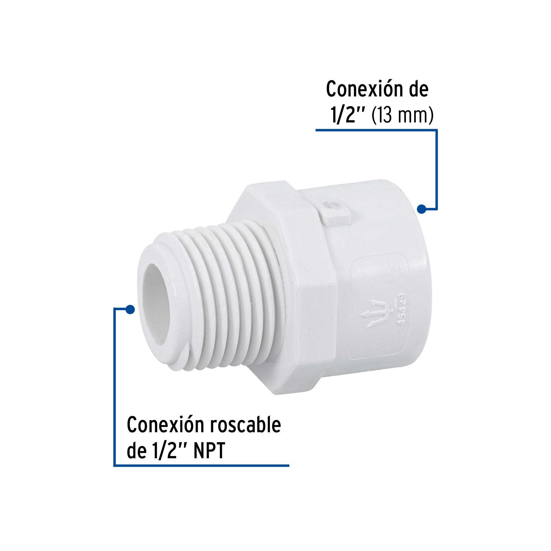 Adaptador Macho de PVC de 1/2", Foset - Image 4