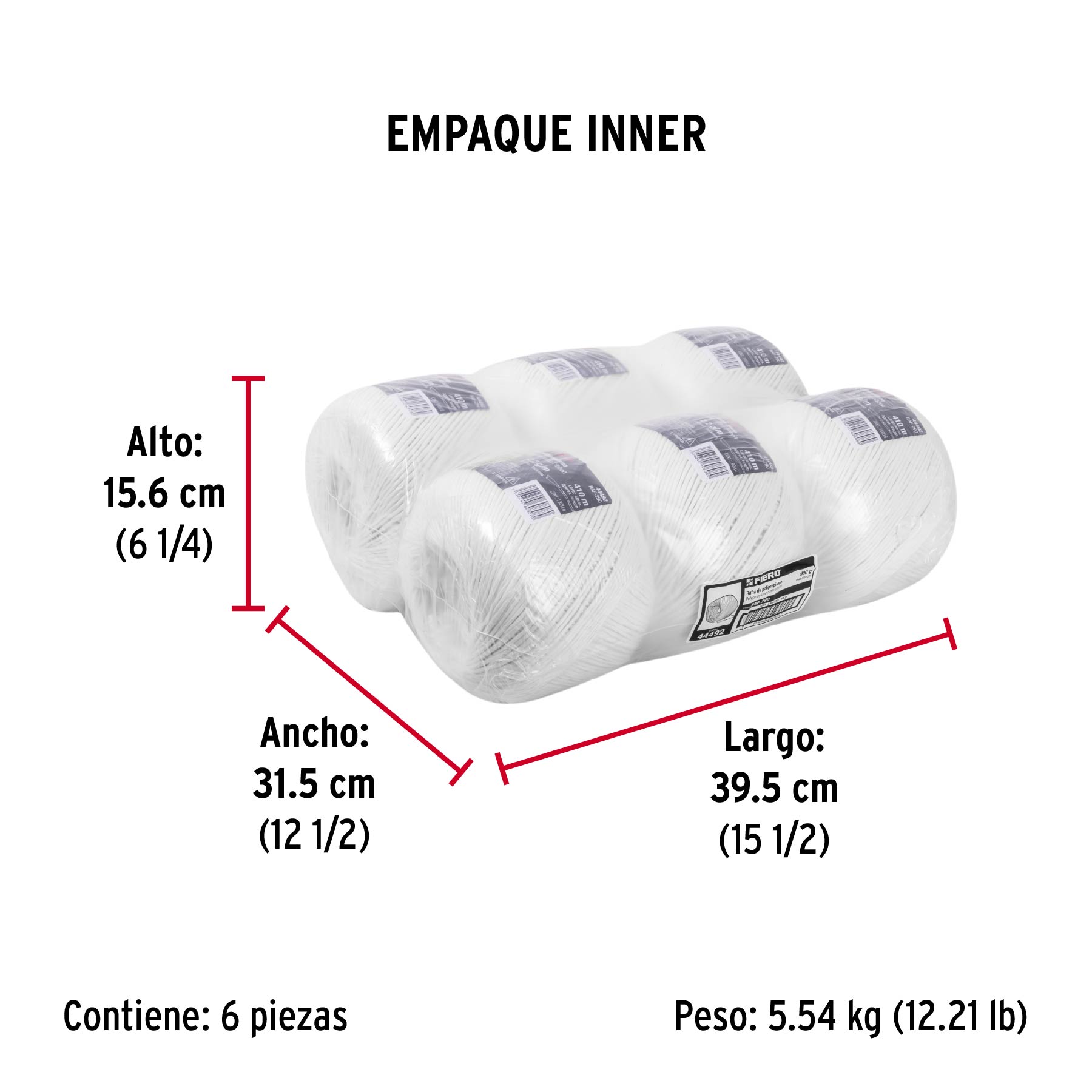 Rollo de Rafia de 410 M Color Blanco Calibre 2.2 G/m, Fiero - Image 2