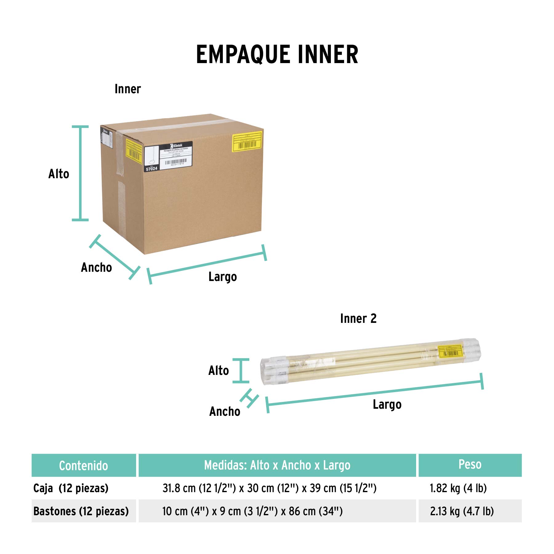 Recogedor Plastico con Bastn de Madera, Klintek - Image 2