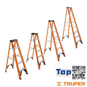 Escalera de Tijera, Tipo Ll, 4 Peldaos, Fibra de Vidrio
