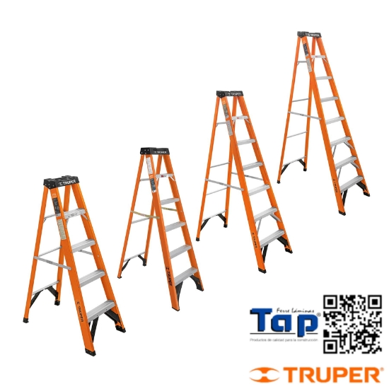Escalera de Tijera, Tipo Ll, 4 Peldaos, Fibra de Vidrio