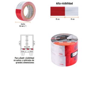 Rollo de 9 M X 2" de Cinta Reflejante de PVC, Truper