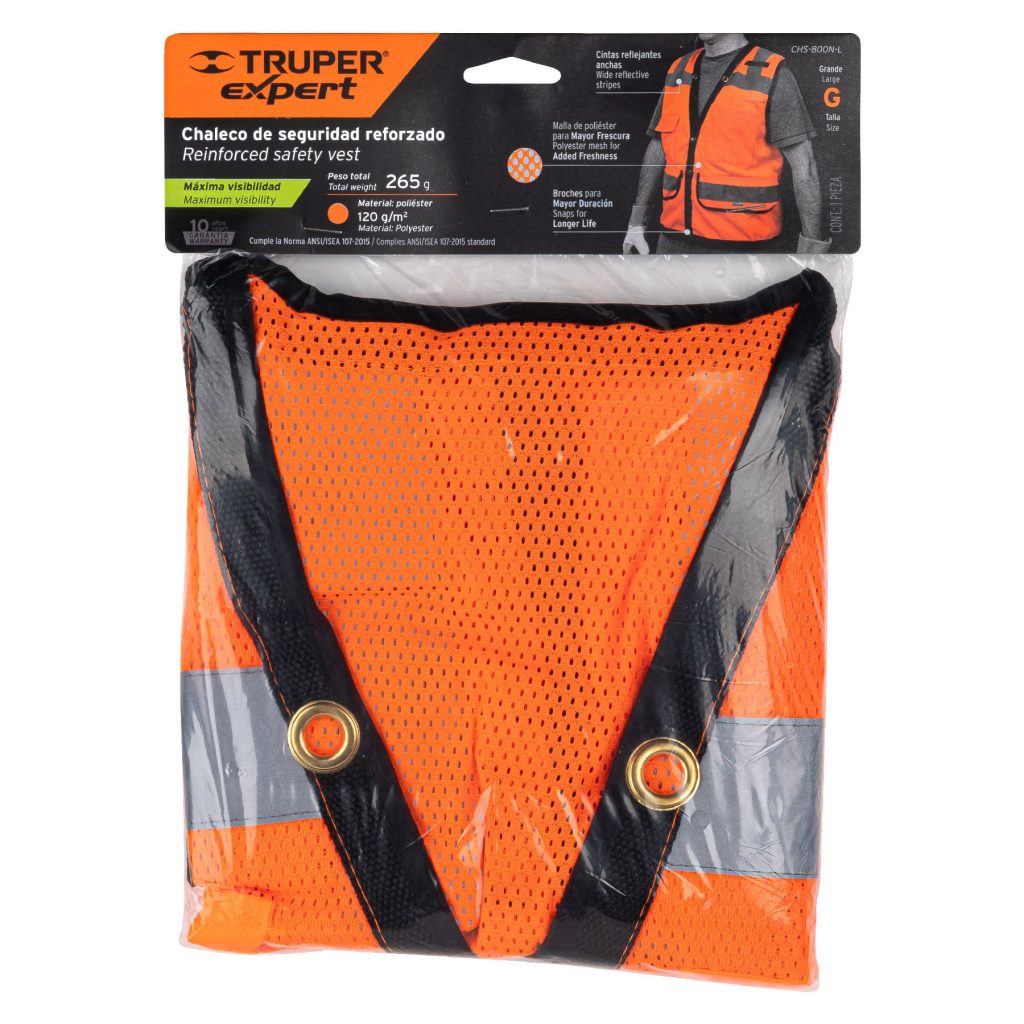 Chaleco de Seguridad de Alta Visibilidad, Naranja, G, Expert