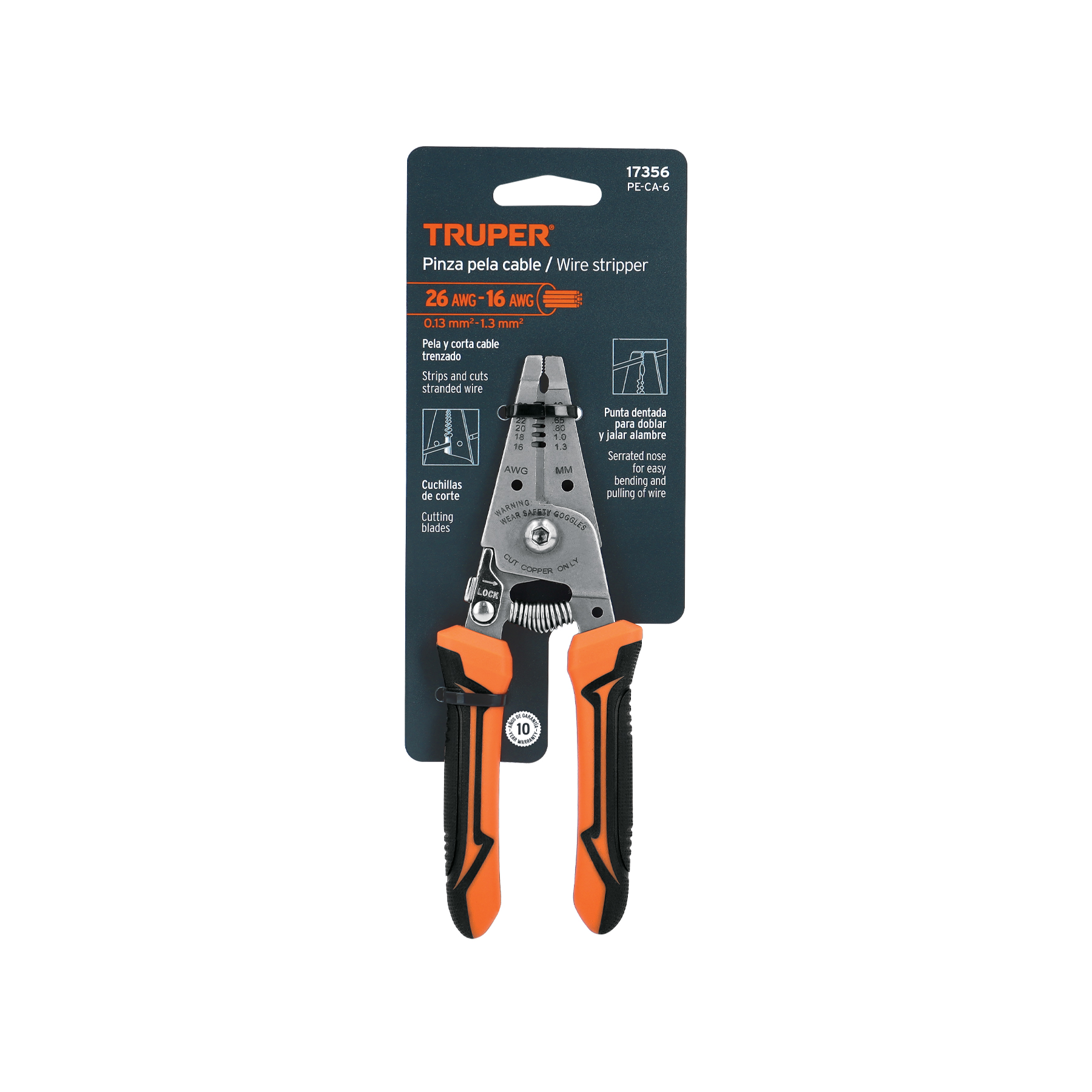 Pinza 6" Pela Cables, 20 A 10 Awg, Truper