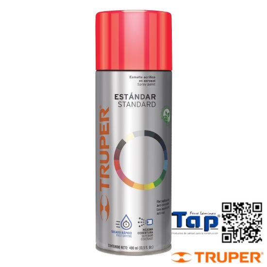 Pintura en Aerosol, Rojo Seguridad, Bote Esbelto, 400 Ml