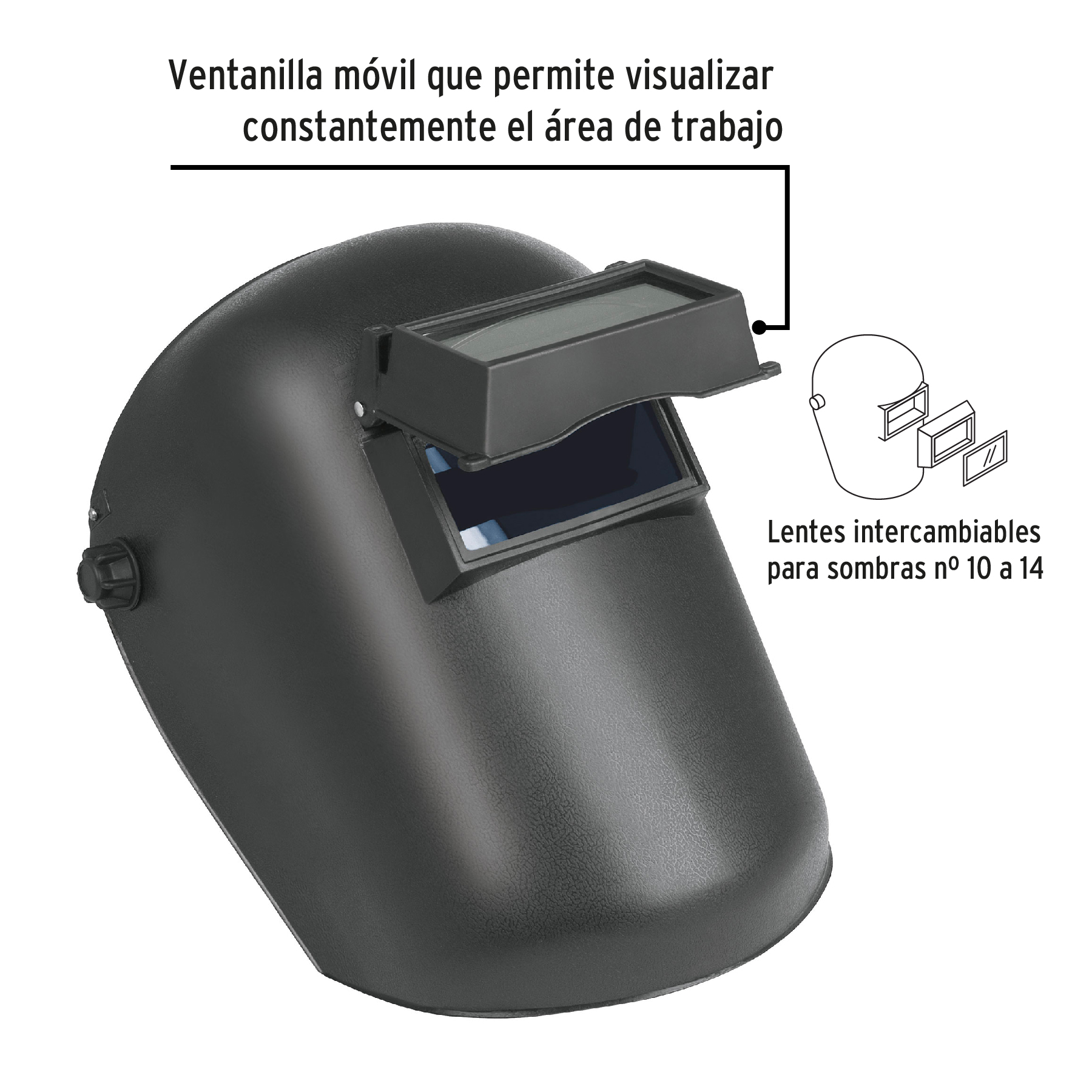 Careta para Soldar con Lente Abatible, Sombra 11, Truper