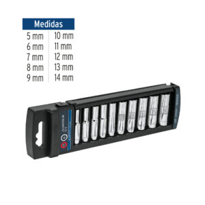 Juego de 10 Dados Cuadro 1/4" Mm, Truper