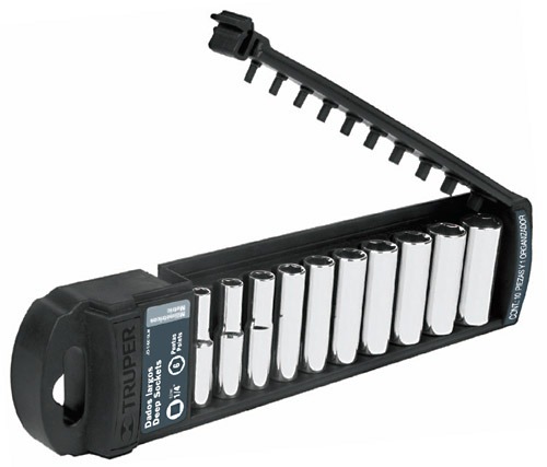 Juego de 10 Dados Largos Cuadro 1/4" Std, Truper