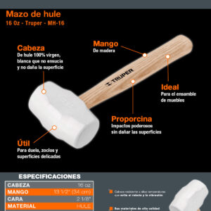 Mazo de Hule 16 Oz, Truper