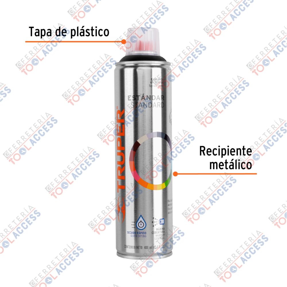Pintura en Aerosol, Negro Satn, Bote Esbelto, 400 Ml