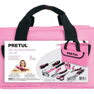 Juego de Herramientas Basicas, Color Rosa, 8 Piezas, Pretul