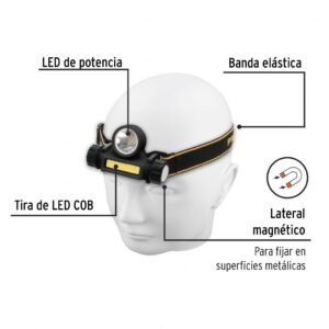 Linterna de Minero LED 180 Lm, con Imán, Recargable, Pretul