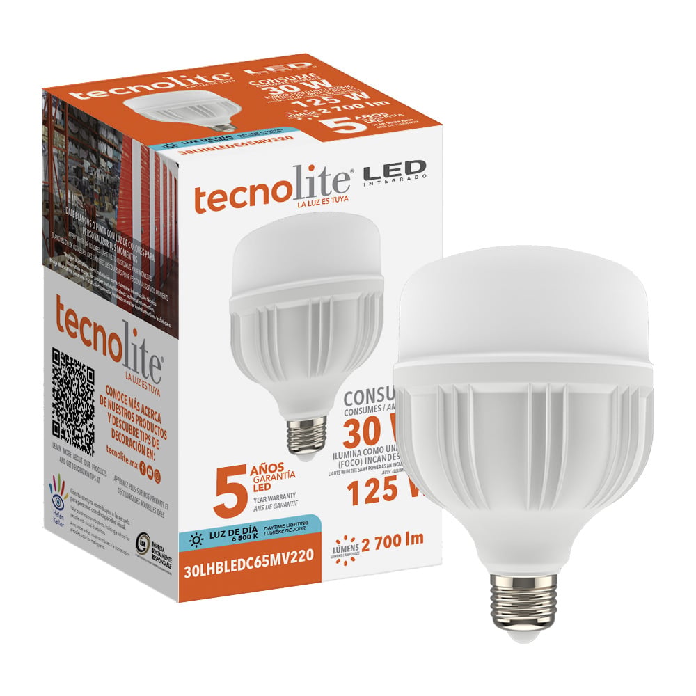 Lampara LED Pares 30W Luz Fría E27 2700LM 100-240V 6500K