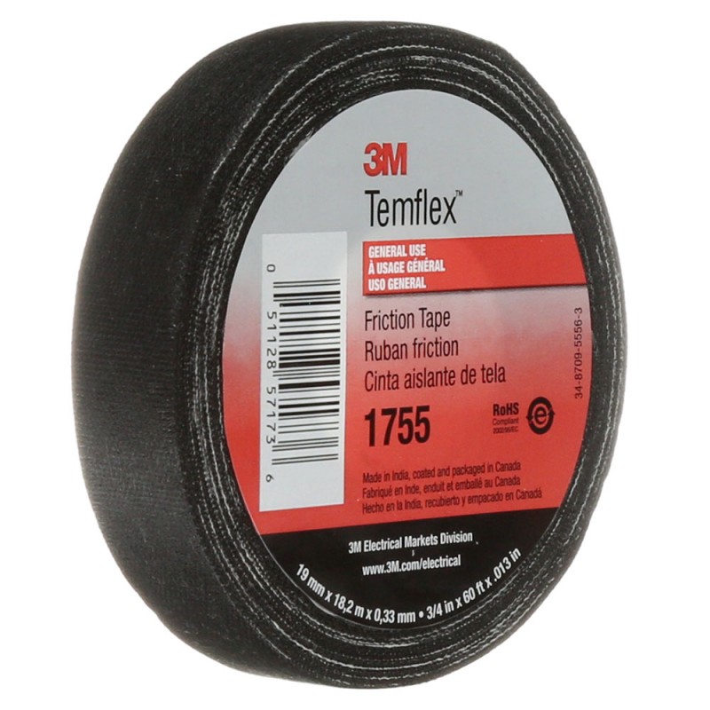 Cinta de Tela y Hule Tenflex 1755 3/4"x60", 0.19mmx18m 3M
