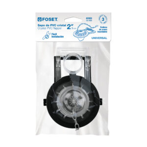 Sapo 2" para Wc, PVC Transparente, Cadena Inoxidable, Foset