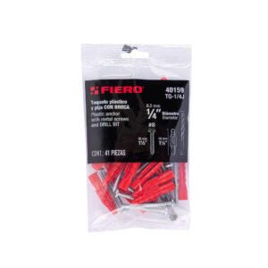 Kit de 20 Taquetes 1/4" con Pijas #8 y 1 Broca 1/4", Fiero