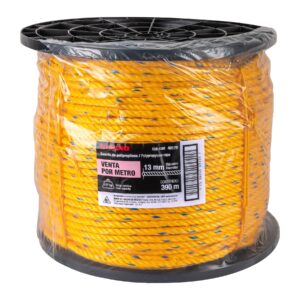 Metro de Cuerda Amarilla de Polipropileno 13mm, Carrete 390M