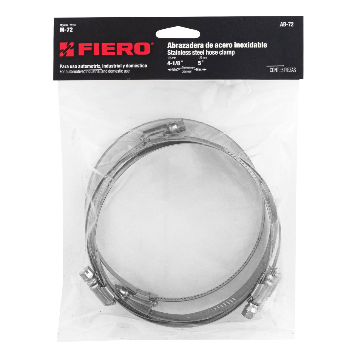Bolsa con 5 Abrazaderas Sin Fin #32, 1-9/16 - 2-1/2", Fiero