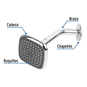 Regadera Cuadrada 3-3/4" Brazo y Chapetn de Acero, Basic