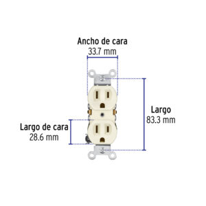 Contacto Duplex, 2 Polos 3 Hilos, 20 A, Standard, Marfil