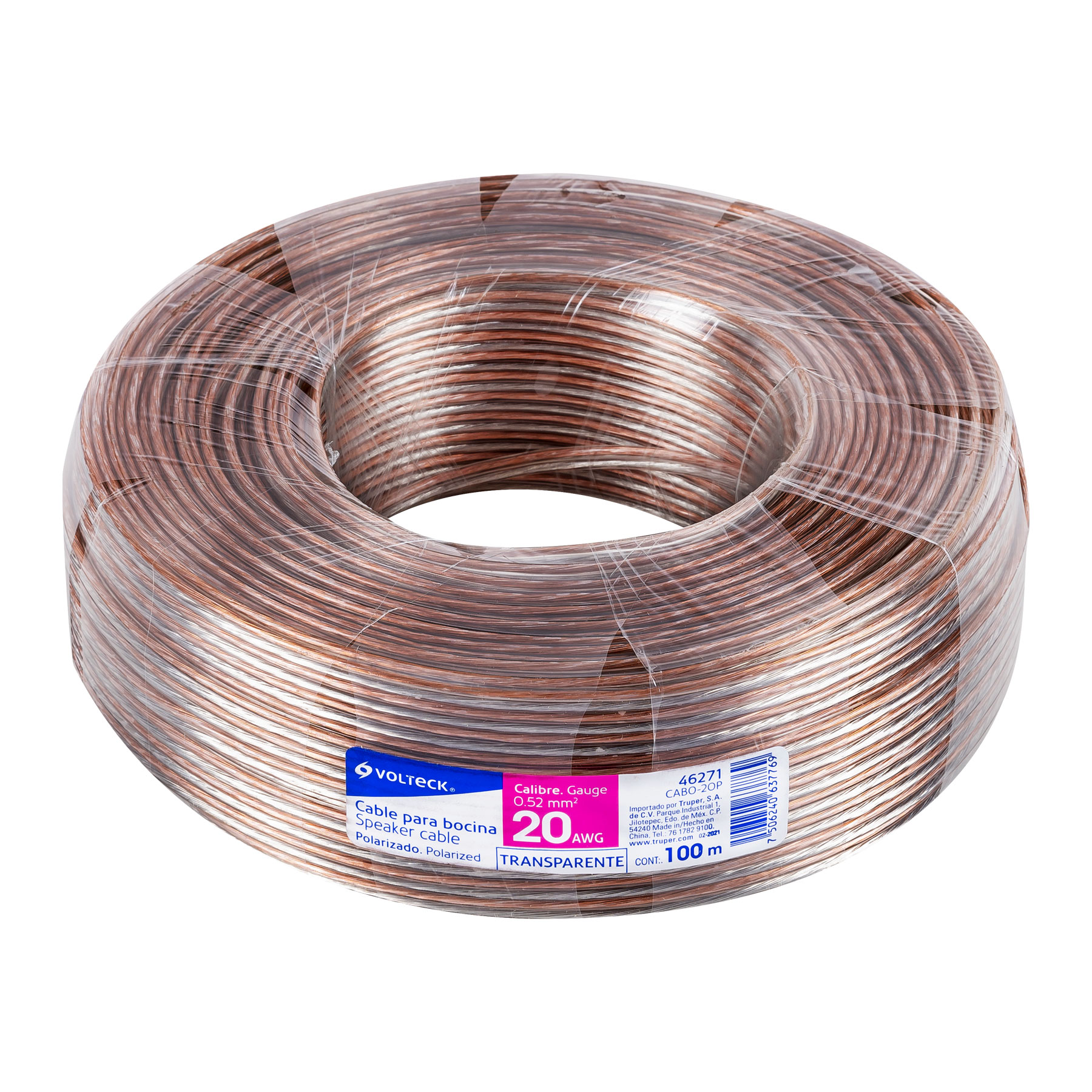 Cable Polarizado Transparente para Bocina 18 Awg